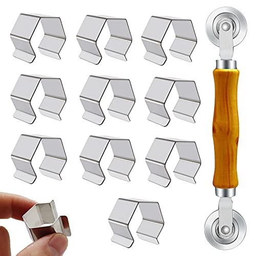 10 Pieces Screen Installer Clips Screen Retainer Clips and Spline Rolling Tool Screen Roller Tool Screen Spline Tool Spline Roller Tool for Installing Window Screen and Door Screens in Patio Garage