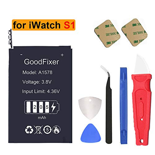 GoodFixer for Apple Watch Series 1 Battery Replacement A1802 and (1st Generation) A1553, with Complete Repair Tool kit, Adhesive Strip (38mm)