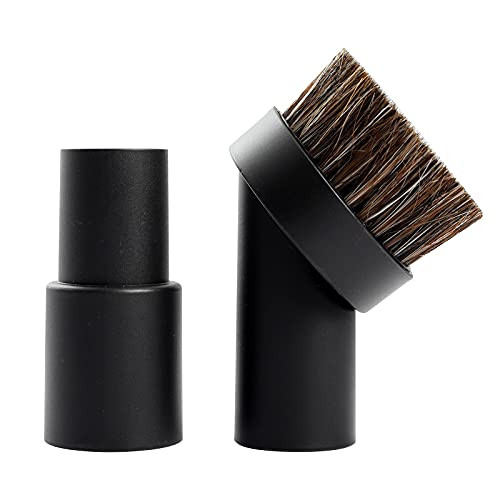 32mm Horse Hair Dust Brush with 1- 3/8 inch to 1-1/4 inch Vacuum Hose Adapter Round Soft Mixed Horse Hair Dust Cleaner Brush Vacuum Attachments