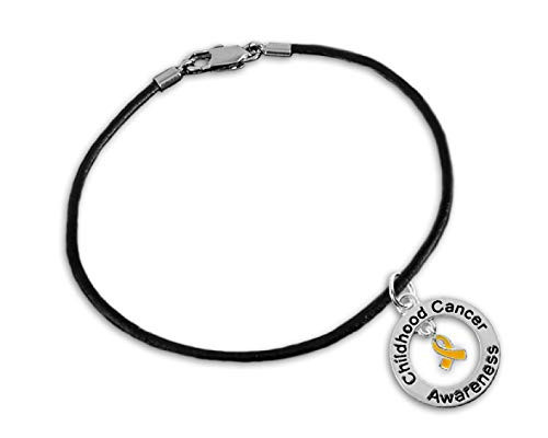 Fundraising For A Cause Childhood Cancer Awareness - Black Leather Cord Bracelet -1 Bracelet- Fundraising For A Cause Childhood Cancer Awareness - Black Leather Cord Bracelet -1 Bracelet-