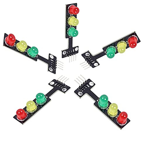Adeept 5PCS Mini Traffic Light LED DC 5V 5mm Display Module Red Yellow Green for Arduino Creative DIY Project Kit, Raspberry Pi, RGB-Traffic Light for Traffic System Model