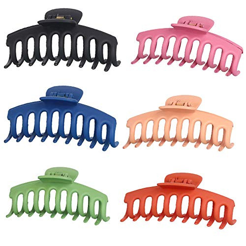 6 Pcs Acrylic Matte Hair Claw Clips Non Slip Hair Jaw Clips Large Hair Barrette Clamps Ponytail Holder Thick Hair Accessories for Women Ladies Girls