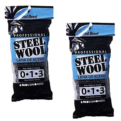 Red Devil Steel Wool Scrubber - Multi-Grade Steel Wool Pad for Household Chores and Several DIY Projects, Assorted Grade Stainless Steel Scrubber - Pack of 2