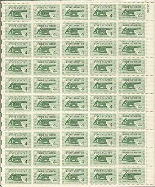 Civil War Fort Sumter Sheet of 50 x 4 Cent Stamps Scott 1178