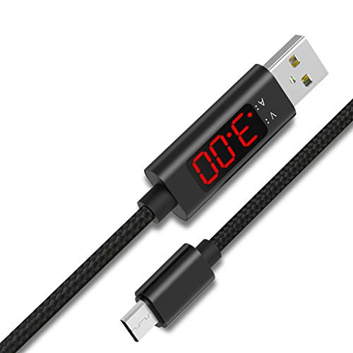 VNK 3A Voltage and Current Display USB to Micro USB Cable Nylon Braided Qc 3.0 Fast Charge Sync Data Cord for Android Mobile Phone Tablet,Data Cable