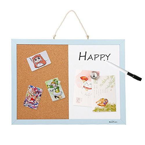 Combination Magnetic Whiteboard Bulletin Board, Dry Erase/Cork Board Small Mini Hanging Tack Message Memo Picture Board for Home Office SPESSN
