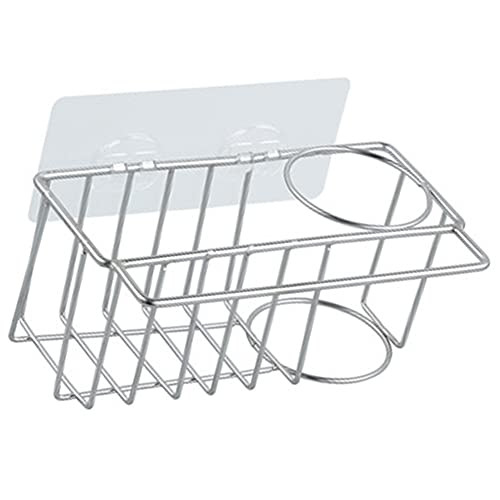 Kitchen Sink Organizer, Sink Caddy, Sponge Holder Adhesive Sink Caddy Stainless Steel Dish Soap Holder Rack for Draining