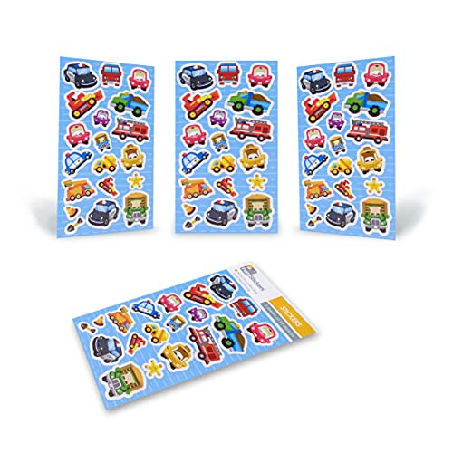 Fun Stickers Kids Party Bag Fillers Cars and Trucks 3 Sheets CDU A 18-05