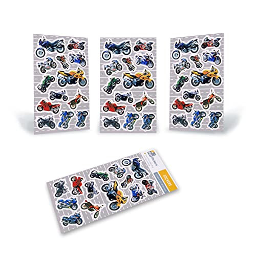 Fun Stickers Kids Party Bag Fillers Motorbikes 3 Sheets CDU C 18-33