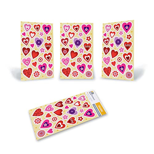 Fun Stickers Kids Party Bag Fillers Hearts 3 Sheets CDU C 18-39