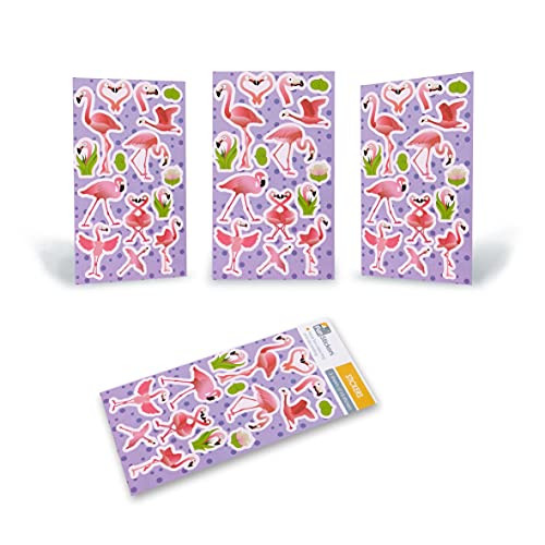 Fun Stickers Kids Party Bag Fillers Flamingo 3 Sheets CDU C 18-48