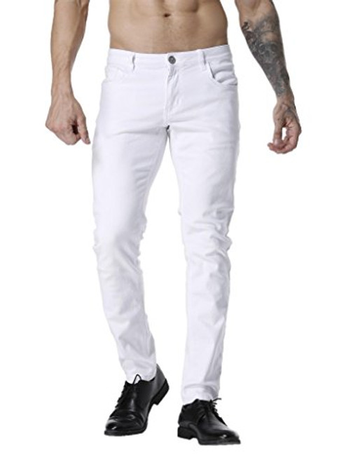 ZLZ Slim Fit Jeans for Men Super Comfy Stretch Skinny Straight Leg Fashion Jeans Pants (32, White)