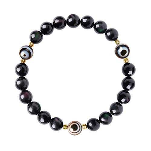 L and C Feng Shui Black Obsidian Beaded Bracelet - Women Mens 8MM Evil Eye Original Natural Crystal Onyx Relief Reiki Healing Stone Protection Strand Bracelet Bring Luck Prosperity Wealth -Obsidian- L and C Feng Shui Black Obsidian Beaded Bracelet - Women Mens 8MM Evil Eye Original Natural Crystal Onyx Relief Reiki Healing Stone Protection Strand Bracelet Bring Luck Prosperity Wealth -Obsidian-