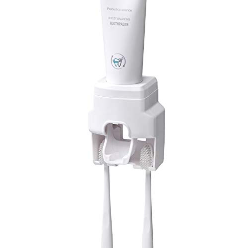Spasibo Wall Mount Automatic Toothpaste Dispenser and Small Toothbrush Holder, Toothpaste Squeezer for Family Shower Bathroom Washroom Kids Gift-White- Spasibo Wall Mount Automatic Toothpaste Dispenser and Small Toothbrush Holder, Toothpaste Squeezer for Family Shower Bathroom Washroom Kids Gift-White-