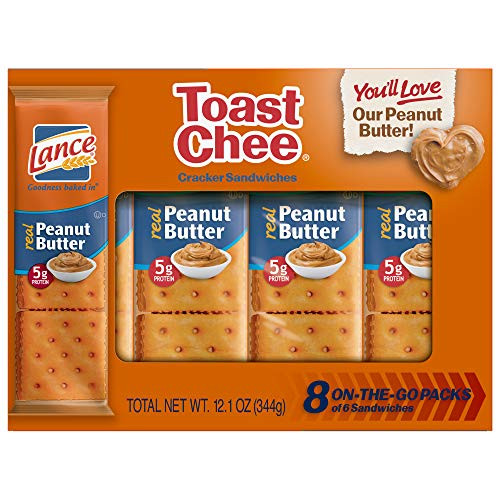 Lance Toast Chee Crackers with Real Peanut Butter, 6 Crackers/pack -8 Pack Tray- 12 Oz. Net