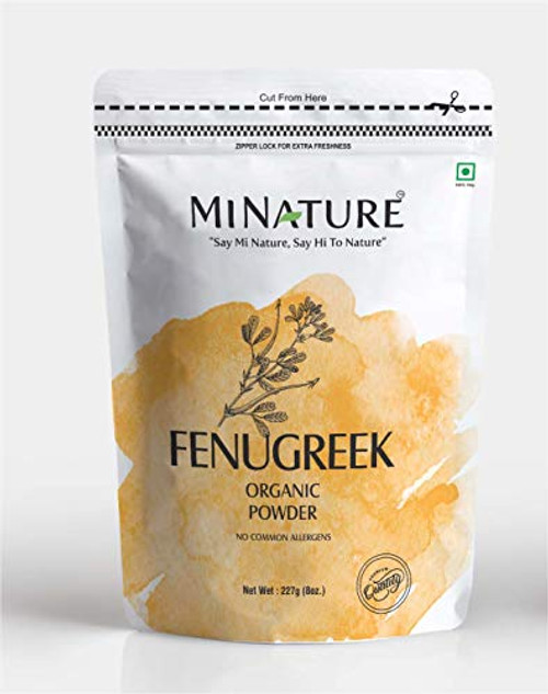 mi nature USDA CERTIFIED Organic Fenugreek Powder -TRIGONELLA FOENUM--100 percent NATURAL , ORGANICALLY GROWN - -227g / -1/2 lb- / 8 ounces- - Resealable Zip Lock Pouch mi nature USDA CERTIFIED Organic Fenugreek Powder -TRIGONELLA FOENUM--100 percent NATURAL , ORGANICALLY GROWN - -227g / -1/2 lb- / 8 ounces- - Resealable Zip Lock Pouch