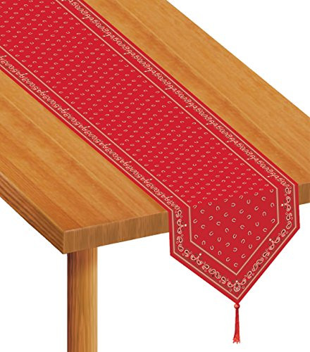 Beistle Printed Bandana Table Runner, 11-Inch by 6-Feet, Red/White