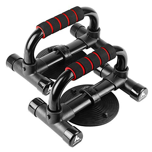 APPRETE Push Up Bars Strength Training, Push Up Handles for Floor Workouts - Workout Stands with Ergonomic Push-up Bracket Board with Non-Slip Sturdy Structure Great for Home Fitness -red-