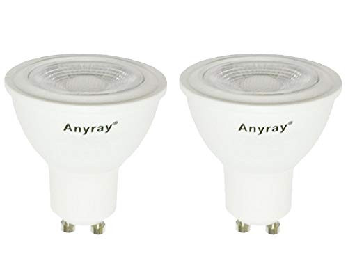 2-Bulbs Anyray GU10 LED Light Bulbs, 5 Watt, -50W Equivalent-, 45 Beam, 120 Volts, Dimmable, Recessed Lighting, LED Spotlight Bulbs -Warm White 2700K-