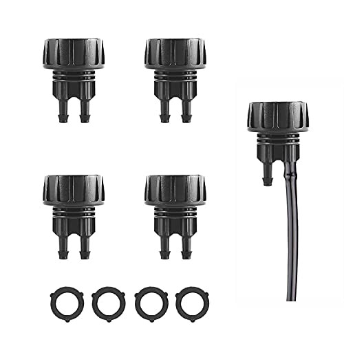 1/4 Inch Drip Irrigation Tube to 3/4 Inch Faucet/Garden Hose Adapter 4PCS Water Drip Hose Adapter Connectors and Fittings with Washers -2 Barbs-