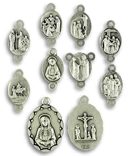 Gifts Catholic, Inc. Seven Sorrows Rosary Medal Set of 8 Chaplet Rosary Parts to Make Seven Dolors Rosary Chaplet