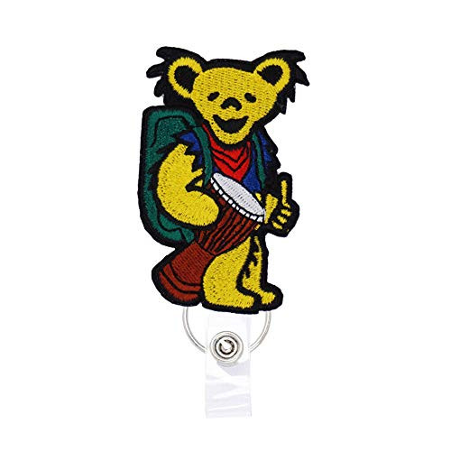 Reeleer Bear Badge Reels Retractable, with Alligator Clip and Key Ring, 24 inches Thick Pull Cord