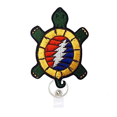 Reeleer Turtle Badge Reels Retractable, with Alligator Clip and Key Ring, 24 inches Thick Pull Cord