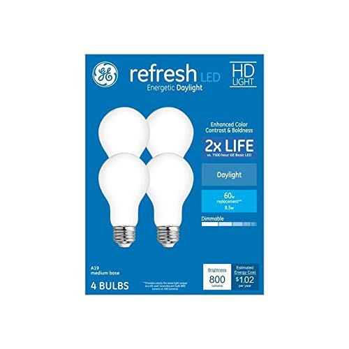 GE Refresh 60-Watt EQ A19 Daylight Dimmable LED Light Bulb -4-Pack-