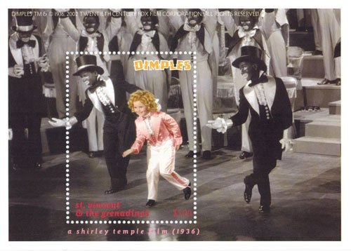 Shirley Temple Dimples Collectors Stamp Souvenir Sheet - Saint Vincent