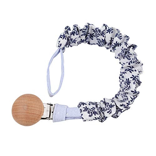 W-ZIYUI Baby Pacifiers Baby Cotton Pacifier Chain Beech Wood Pacifier Clip Infant Teething Toys Tiny Rod Holder for Nipples Baby Teether