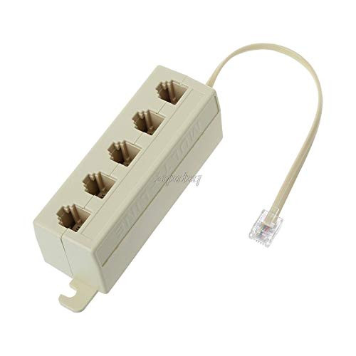 Occus RJ11 Jack 5 Way Outlet Telephone Phone Modular Line Splitter Plug Adapter 6P4C Nov12 Drop Ship - -Cable Length: Other-