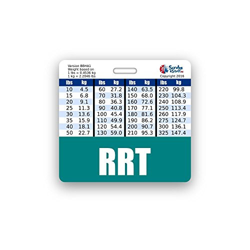 RRT Badge Buddy Horizontal w/Height  and  Weight Conversion Charts -Standard, Teal-