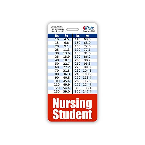 Nursing Student Badge Buddy Vertical w/Height  and  Weight Conversion Charts -Standard, Red-