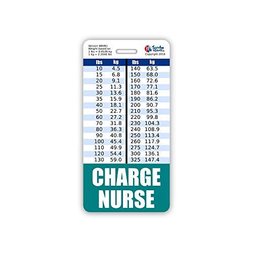 Charge Nurse Badge Buddy Vertical w/Height  and  Weight Conversion Charts -Standard, Teal-