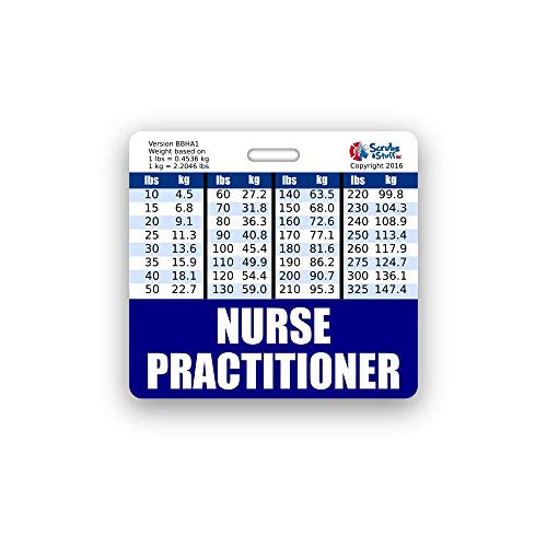 Nurse Practitioner Badge Buddy Horizontal w/Height  and  Weight Conversion Charts -Standard, Navy-