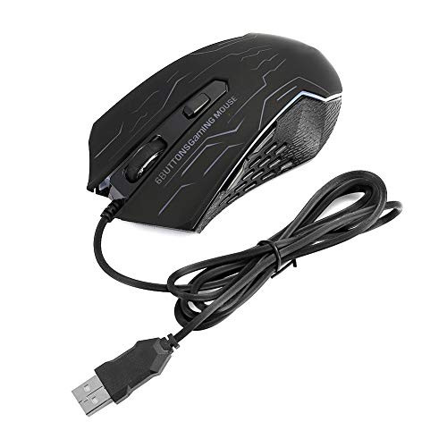 Pusokei 4.9ft USB Mouse Mice, 6-Gear Adjustable 3200DPI Silent Gaming Mouse USB Wired Desktop Laptop Mouse Gaming Mice