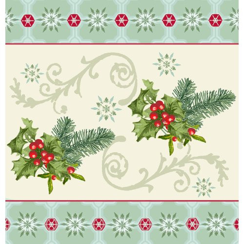Creative Converting Holly Collage Border Print Plastic Table Cover, 54 by 108-Inch