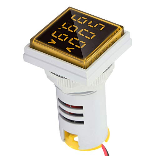 Digital LED Voltmeter Mini Stable Size LED Voltage Meter Indicator 60-500V 0-100A AC Voltage Signal Light for Voltage Testing-Yellow-