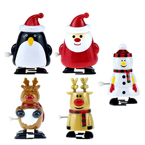 NUOBESTY 5 Pack Christmas Wind Up Toys Assortment for Christmas Party Favors Goody Bag Filler, Stocking Stuffers for Kids
