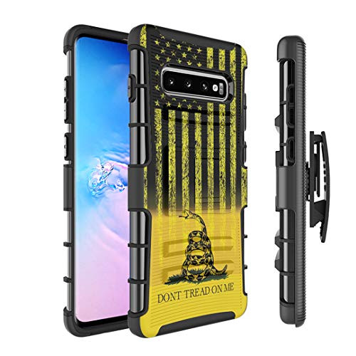 Ohiya Case Compatible with Galaxy S10 Plus [Military Grade Protection Shockproof Heavy Duty Kickstand Holster Black Case Cover- for Samsung Galaxy S10 plus 6.4 inch Display -Dont Tread On Me-