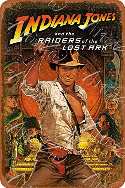Metal Tin Sign Classic Indiana Jones Raiders of The Lost Ark Movie Film Movie Vintage Retro Aluminum Sign 8x12 Inch