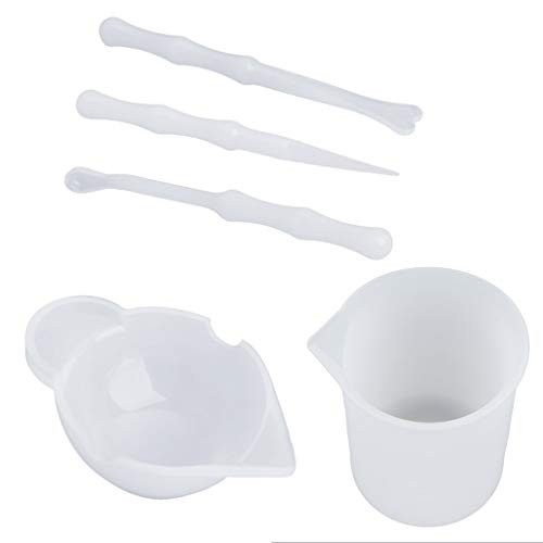 Vbiwwxos Reusable Clear Silicone Measuring Cups, Epoxy Resin Mixing Liquid Measuring Cups, DIY Distribution Tools for Casting Jewelry Making