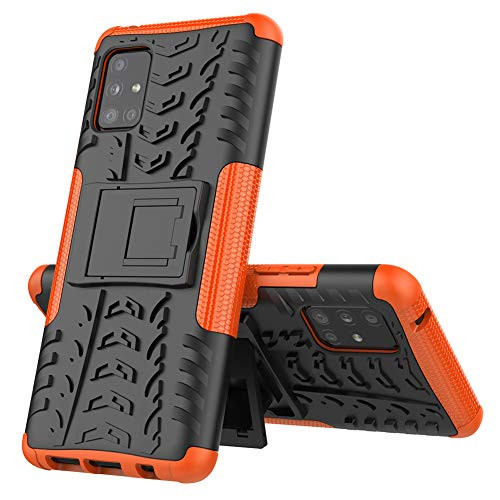 OOPKINS Case for Samsung Galaxy A51 5G Heavy Duty with Folding Bracket Kickstand Dual Layer Drop Protection Shockproof Hard Phone Case for Samsung Galaxy A51 5G Hyun Orange