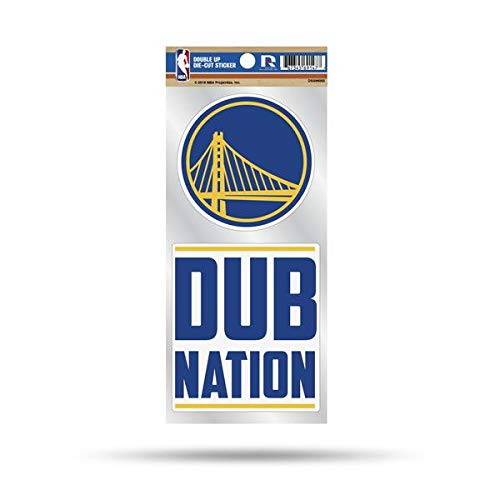 Rico Industries NBA Golden State Warriors Unisex Double Up Die Cut 2-Piece Sticker Sheet, Blue, 4 x 9-inches