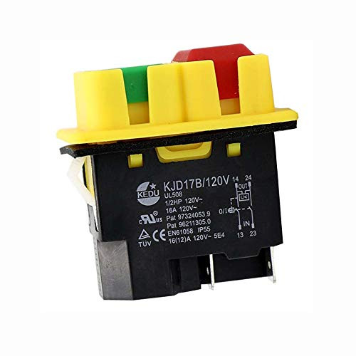 KEDU KJD17B 4Pins Waterproof Push Button Switch Electric Tool Electromagnetic Switches with Power Outage and Undervoltage Protection AC 120V 16/12A CE TUV