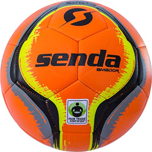 Senda Amador Training Soccer Ball, Fair Trade Certified, Orange/Black, Size 3 (Ages 7 & Under)