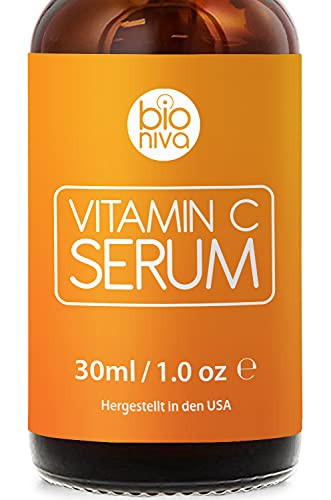 Bioniva 20 percent Vitamin C Serum for Face Vitamin E, Hyaluronic Acid. Vegan, Organic Anti Wrinkle  and  Anti Aging Serum. Reduce Wrinkles  and  Fine Lines  and  Stimulate Collagen. Dermaroller Microneedling 1oz