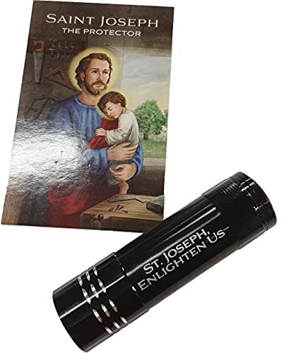 Saint Joseph the Protector Handheld LED Flashlight with Prayer Card, Religious Gifts for Dad