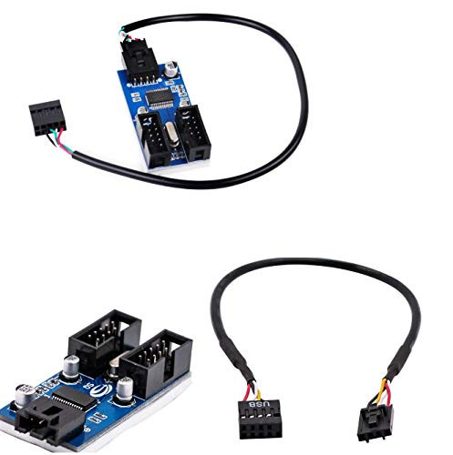 Motherboard 9pin USB Header to 2 Male Extension Cable Card 9-Pin HUB USB 2.0 9 pin Connector Port Splitter
