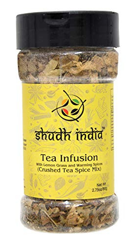 Shudh India Tea -Chai- Masala Indian Spice Blend | Crushed Tea Spice Mix | Tea Infusion with Lemon Grass and Warming Spices | Instant Seasoning for Chai Lattes  and  Spiced Coffee, Caffeine Free |